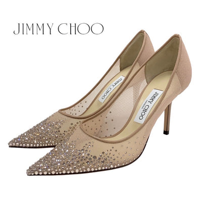 Jimmy Choo JIMMY CHOO Love85 Pumps Shoes Shoes Mesh Leather Pink Rhinestone Party Shoes