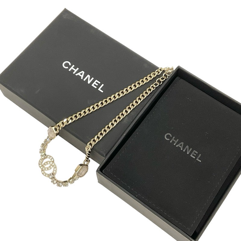 シャネル CHANEL ネックレス ペンダント チョーカー ゴールド ココマーク ラインストーン チェーン