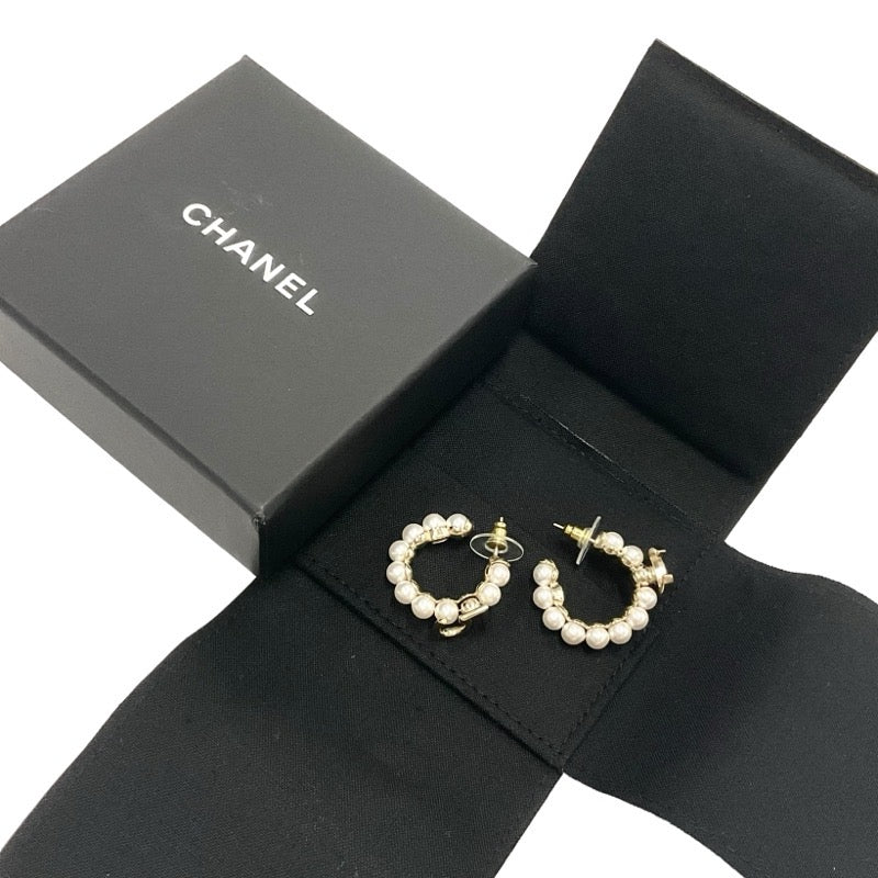 シャネル CHANEL ピアス イヤリング ゴールド ココマーク N5 パール ラインストーン フープピアス