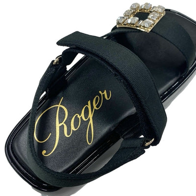 ロジェヴィヴィエ Roger Vivier サンダル 靴 シューズ パテント ファブリック ブラック 黒 ストラスバックル ビジュー