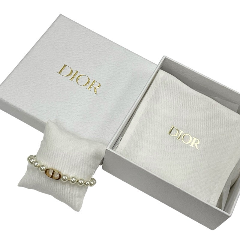 Christian Dior CHRISTIAN DIOR 30 MONTAIGNE Bracelet Bangle Cuff Gold Logo Pearl