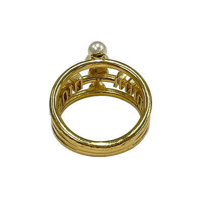 Christian Dior CHRISTIAN DIOR ring gold logo pearl