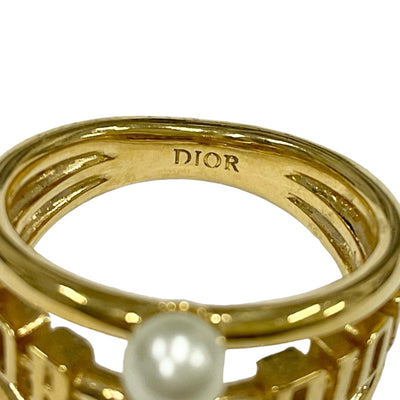 Christian Dior CHRISTIAN DIOR ring gold logo pearl