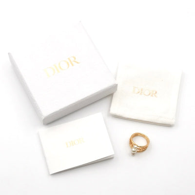 Christian Dior CHRISTIAN DIOR ring gold logo pearl
