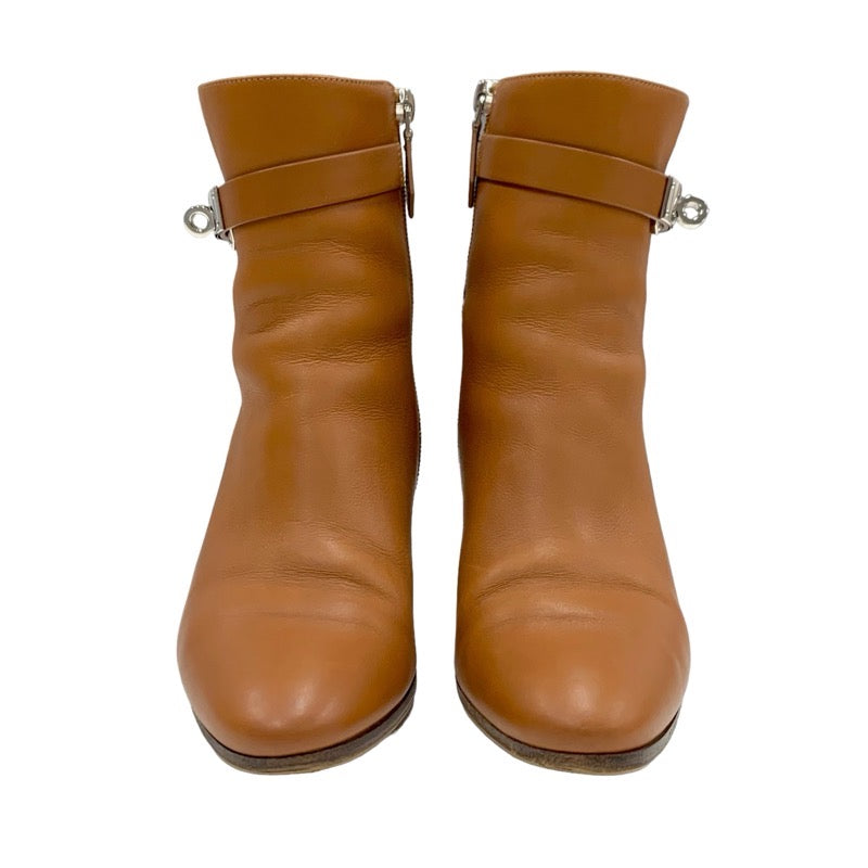 Hermes Saint-Germain boots, short boots, shoes, leather, brown, silver, Kelly hardware