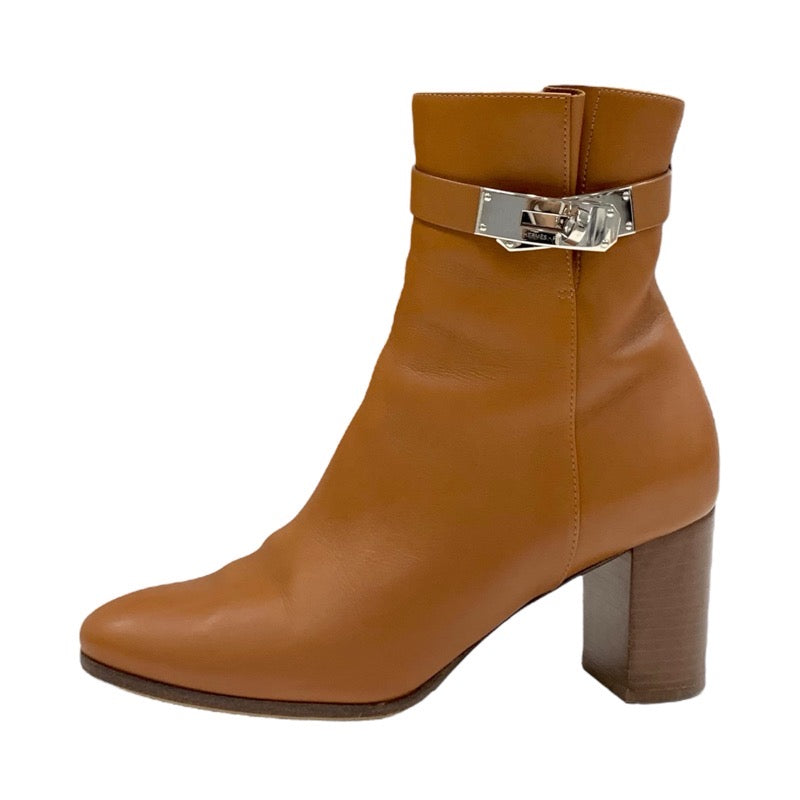 Hermes Saint-Germain boots, short boots, shoes, leather, brown, silver, Kelly hardware