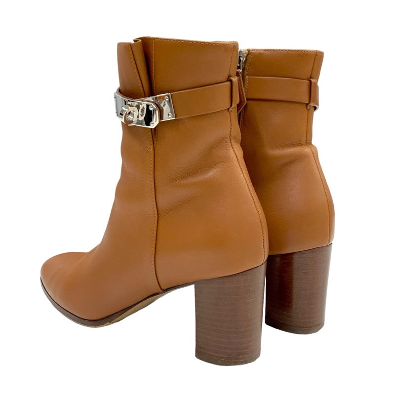 Hermes Saint-Germain boots, short boots, shoes, leather, brown, silver, Kelly hardware