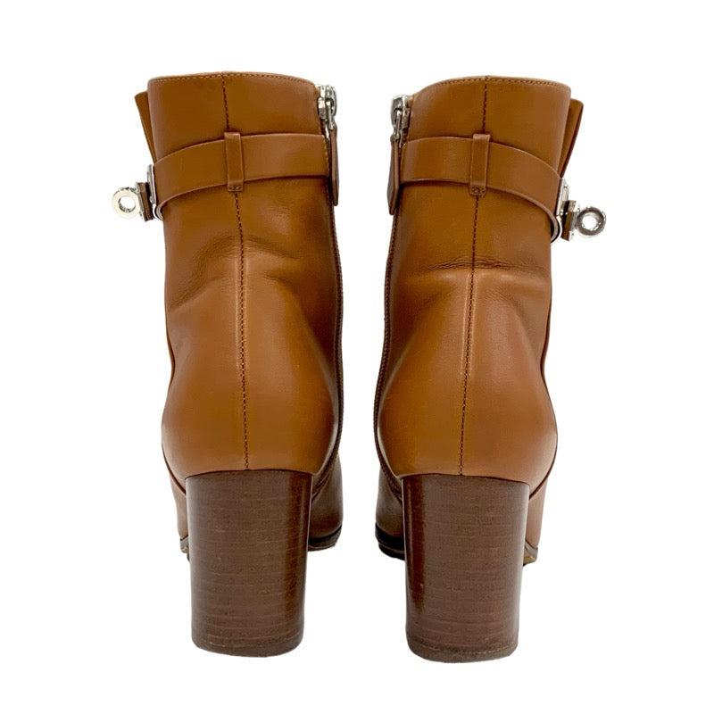 Hermes Saint-Germain boots, short boots, shoes, leather, brown, silver, Kelly hardware