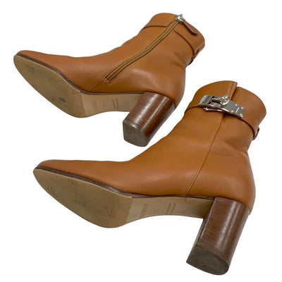 Hermes Saint-Germain boots, short boots, shoes, leather, brown, silver, Kelly hardware