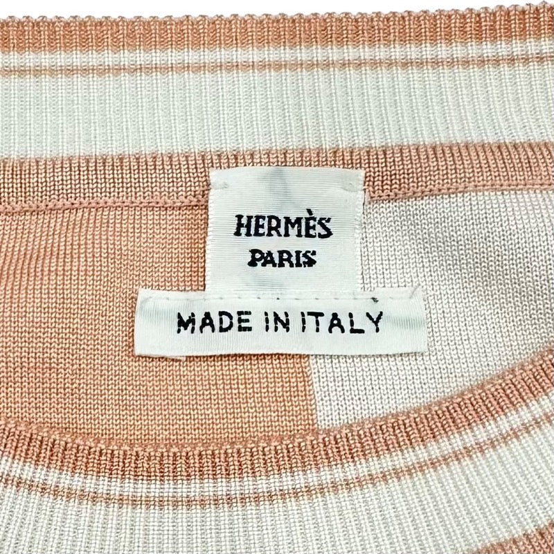 Hermes HERMES Tops Pink Ivory BRIDESdeGALA Knit Long Sleeve