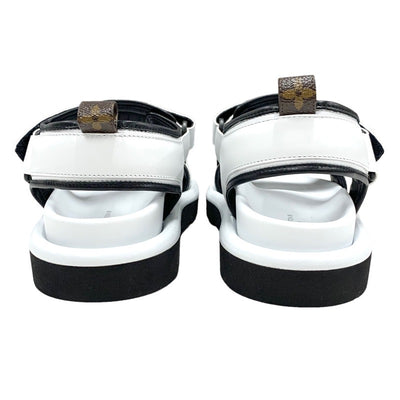 LOUIS VUITTON Pool Pillow Line Sandals Shoes Leather White Black White Unused Sports Sandals Logo