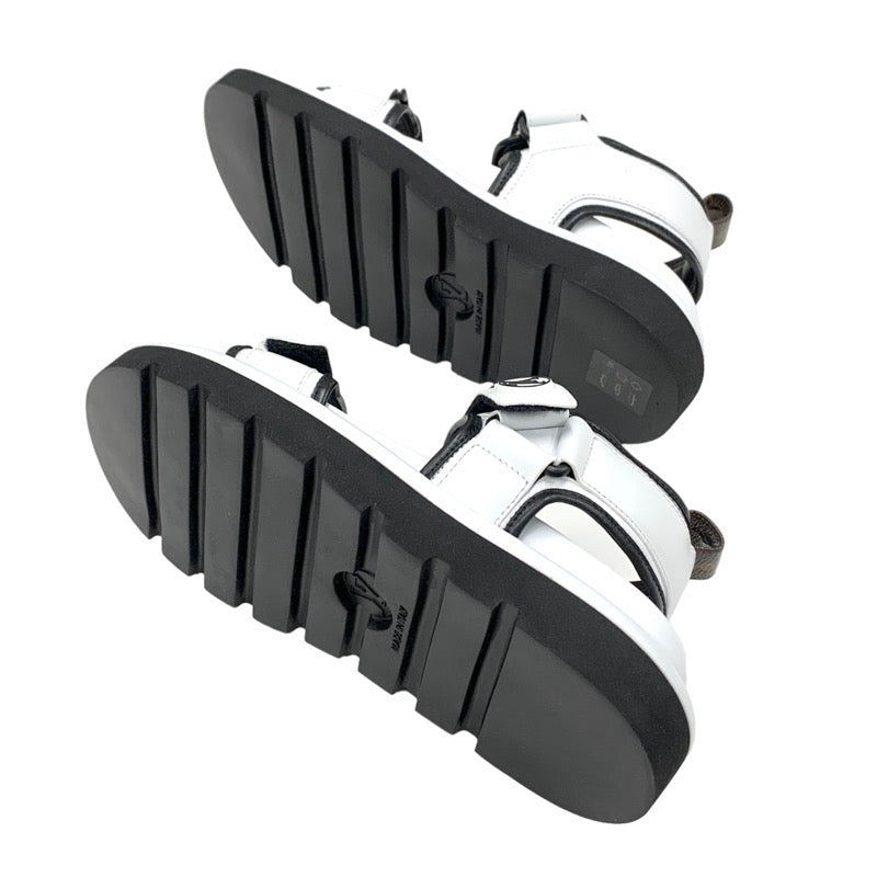 ルイヴィトン LOUIS VUITTON プールピローライン サンダル 靴 シューズ レザー ホワイト ブラック 白 未使用 スポーツサンダル ロゴ