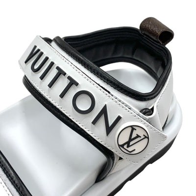 LOUIS VUITTON Pool Pillow Line Sandals Shoes Leather White Black White Unused Sports Sandals Logo