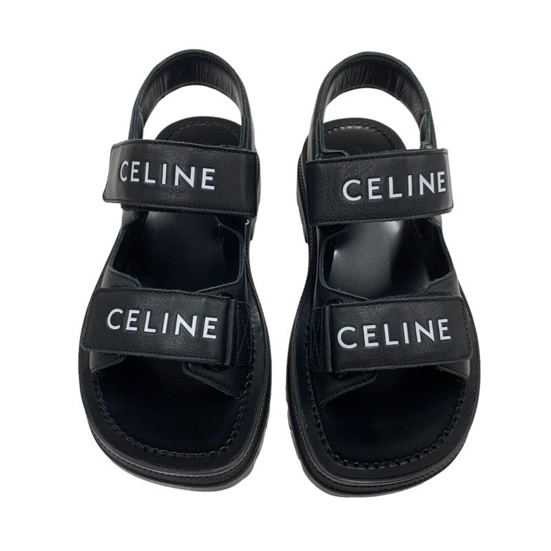 CELINE Leo Sandals, Shoes, Leather, Black, White, Sports Sandals, Logo, Velcro