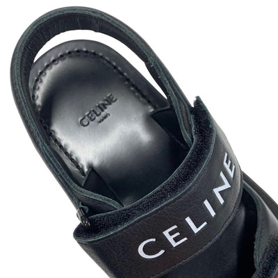 CELINE Leo Sandals, Shoes, Leather, Black, White, Sports Sandals, Logo, Velcro