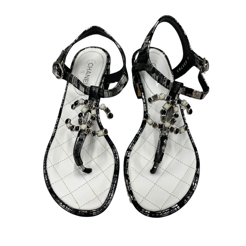 シャネル CHANEL サンダル 靴 シューズ ファブリック レザー