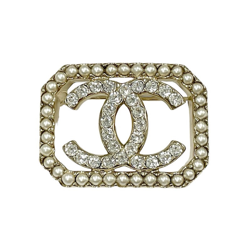 Chanel CHANEL Brooch Corsage Gold Coco Mark Rhinestone Pearl