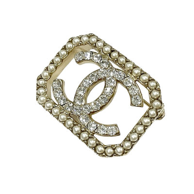 Chanel CHANEL Brooch Corsage Gold Coco Mark Rhinestone Pearl