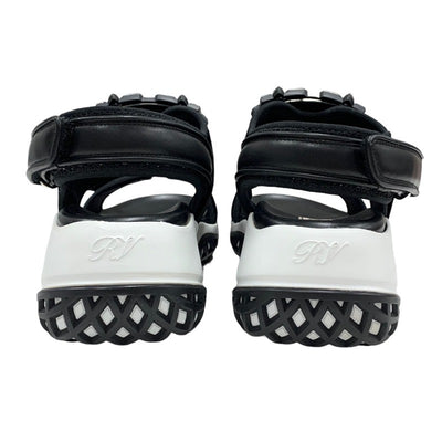 Roger Vivier Vivier Sandals Shoes Leather Fabric Black Strath Buckle Bijoux