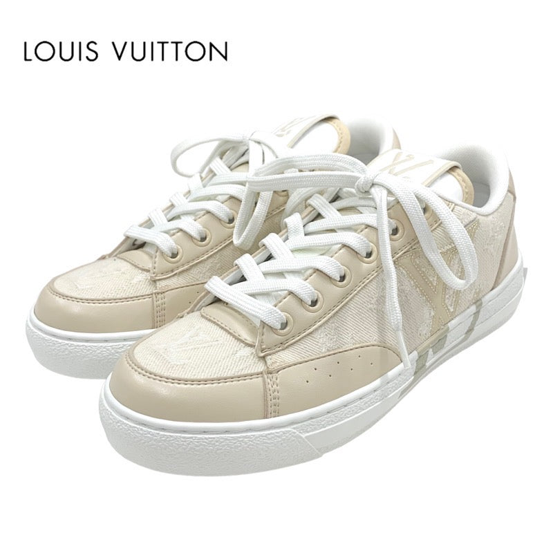 Louis Vuitton LOUIS VUITTON Charlie Line sneakers shoes fabric beige white unused LV logo