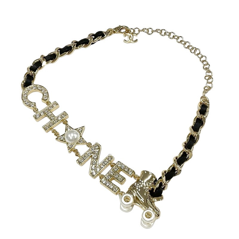 Chanel CHANEL necklace pendant choker gold logo coco mark chain rhinestone pearl star