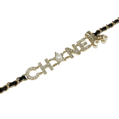 Chanel CHANEL necklace pendant choker gold logo coco mark chain rhinestone pearl star