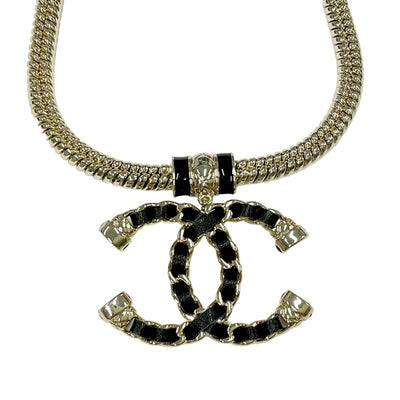 Chanel CHANEL necklace pendant choker gold black coco mark chain