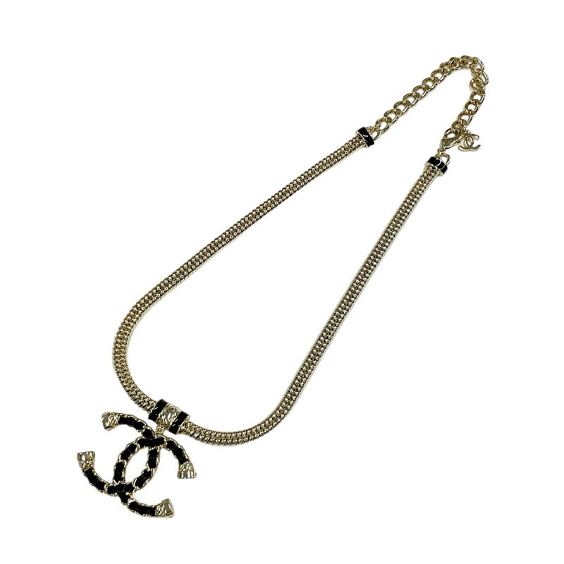 Chanel CHANEL necklace pendant choker gold black coco mark chain