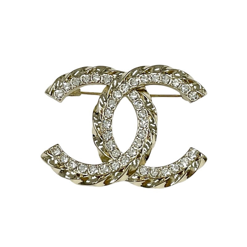 Chanel CHANEL Brooch Corsage Gold Coco Mark Rhinestone