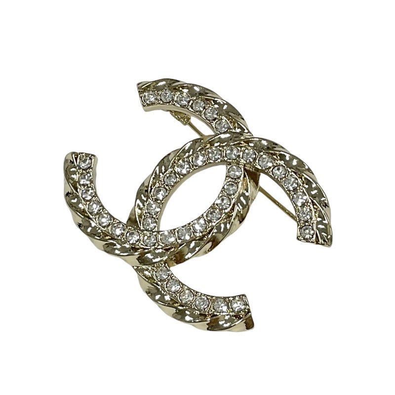 Chanel CHANEL Brooch Corsage Gold Coco Mark Rhinestone