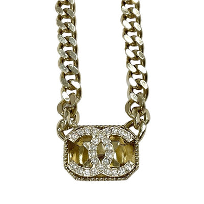 Chanel CHANEL necklace pendant choker gold coco mark rhinestone