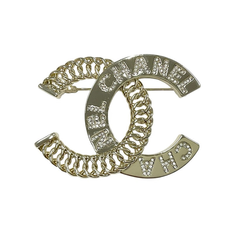 Chanel CHANEL Brooch Corsage Gold Coco Mark Logo Rhinestone