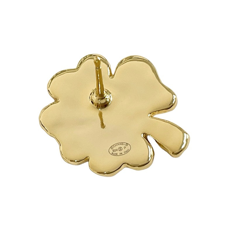 Chanel Earrings Gold Black Coco Mark Clover