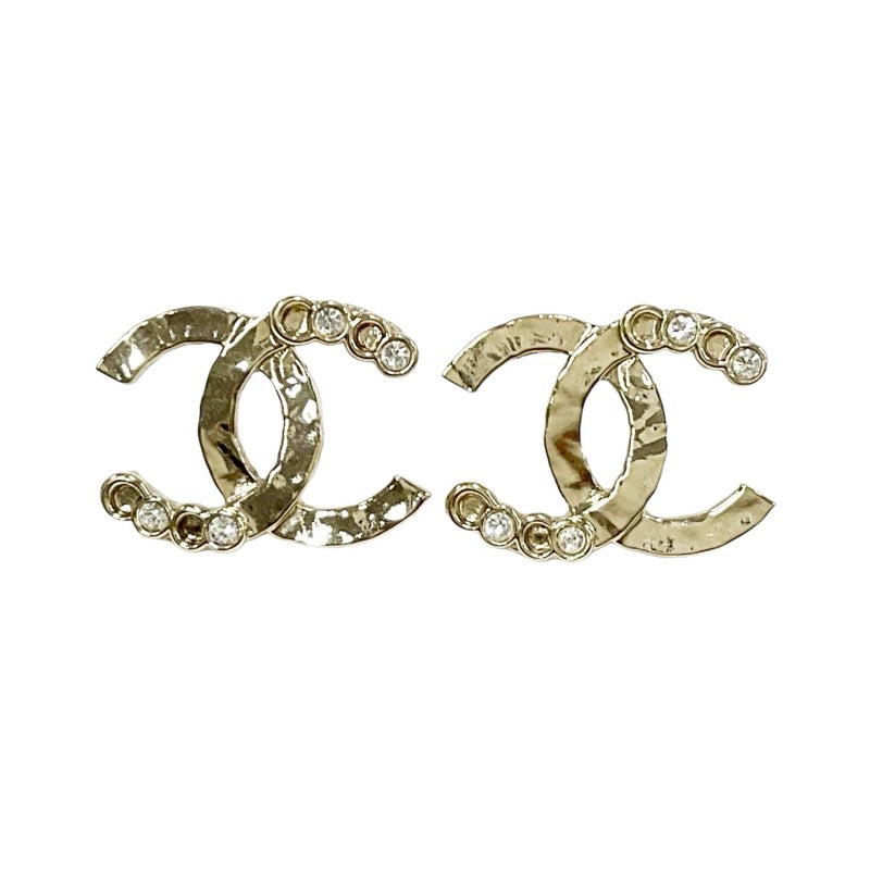 Chanel Earrings Gold Coco Mark Rhinestone