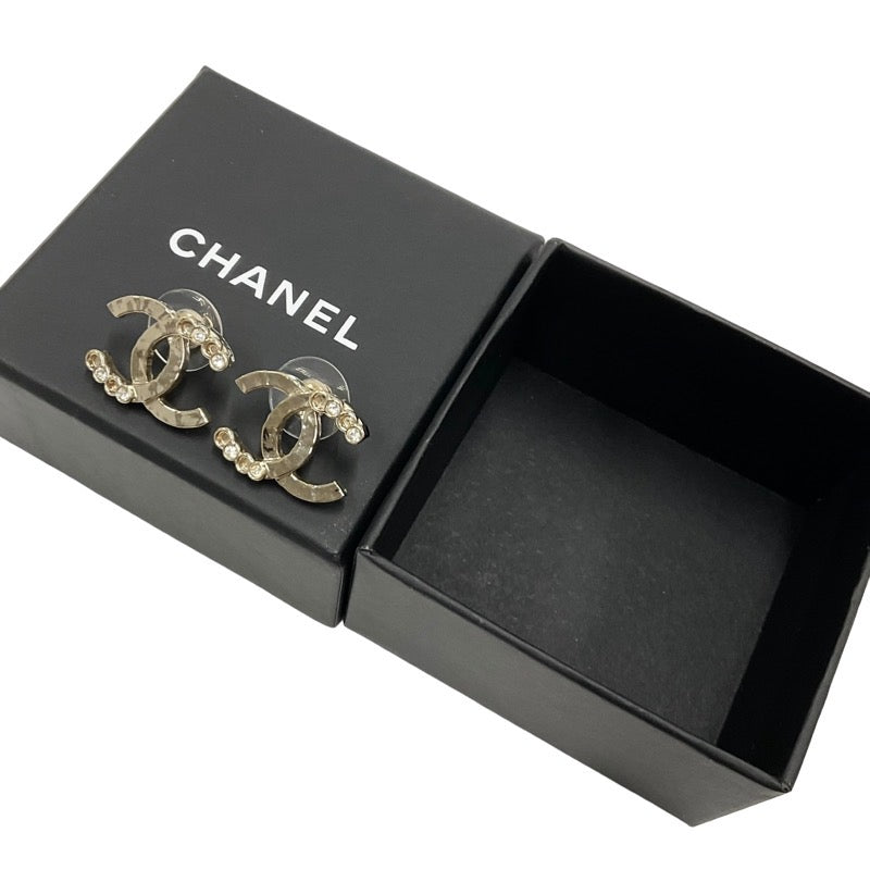 Chanel Earrings Gold Coco Mark Rhinestone