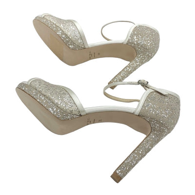 ジミーチュウ JIMMY CHOO Lacia100 パンプス 靴 シューズ メッシュ サテン ホワイト ベージュ 白 グリッター アンクルストラップ