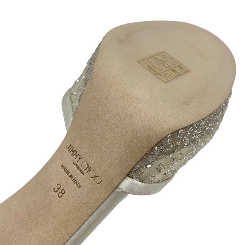 ジミーチュウ JIMMY CHOO Lacia100 パンプス 靴 シューズ メッシュ サテン ホワイト ベージュ 白 グリッター アンクルストラップ