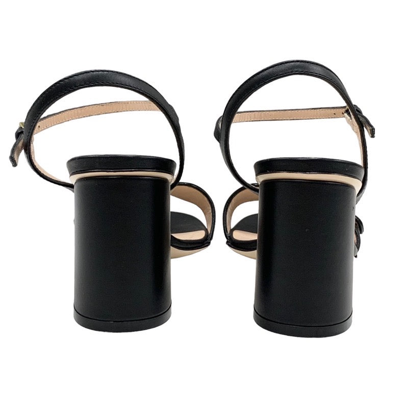 グッチ GUCCI ダブルG サンダル 靴 シューズ レザー ブラック 黒 ゴールド GGマーモント アンクルストラップ