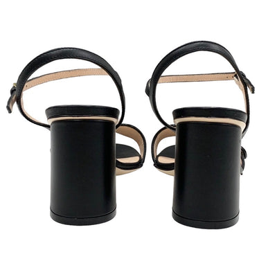 グッチ GUCCI ダブルG サンダル 靴 シューズ レザー ブラック 黒 ゴールド GGマーモント アンクルストラップ