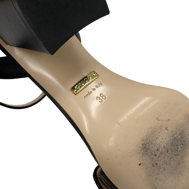 グッチ GUCCI ダブルG サンダル 靴 シューズ レザー ブラック 黒 ゴールド GGマーモント アンクルストラップ