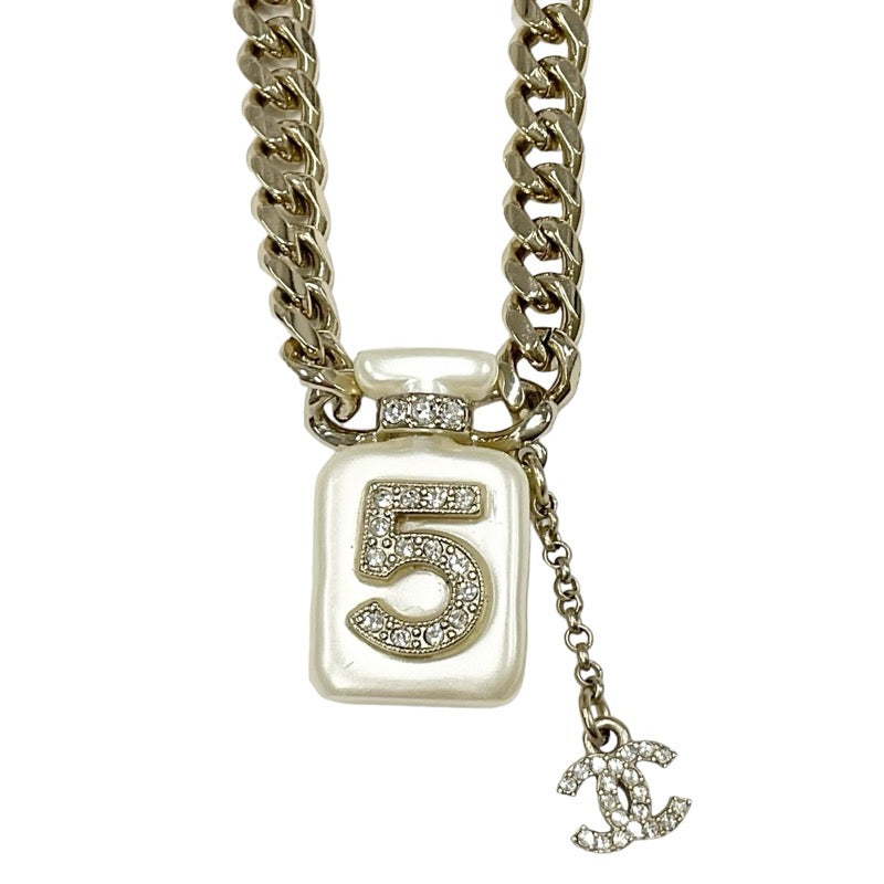 Chanel CHANEL necklace pendant choker gold bottle perfume Coco mark No. 5 rhinestone pearl