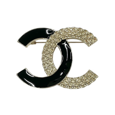 Chanel CHANEL Brooch Corsage Gold Black Coco Mark Bicolor