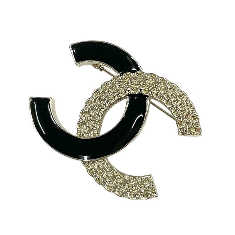 Chanel CHANEL Brooch Corsage Gold Black Coco Mark Bicolor