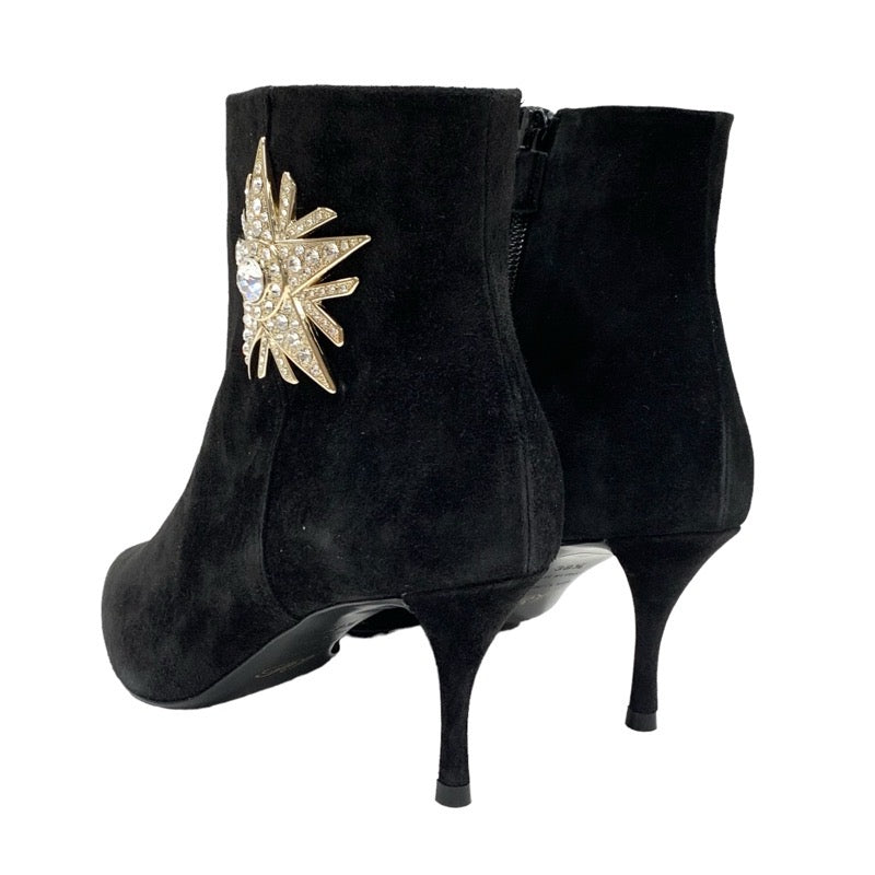 Roger Vivier SIN STAR STRASS BOOTIE Boots, Short Boots, Shoes, Suede, Black, Black, Gold, Bijoux