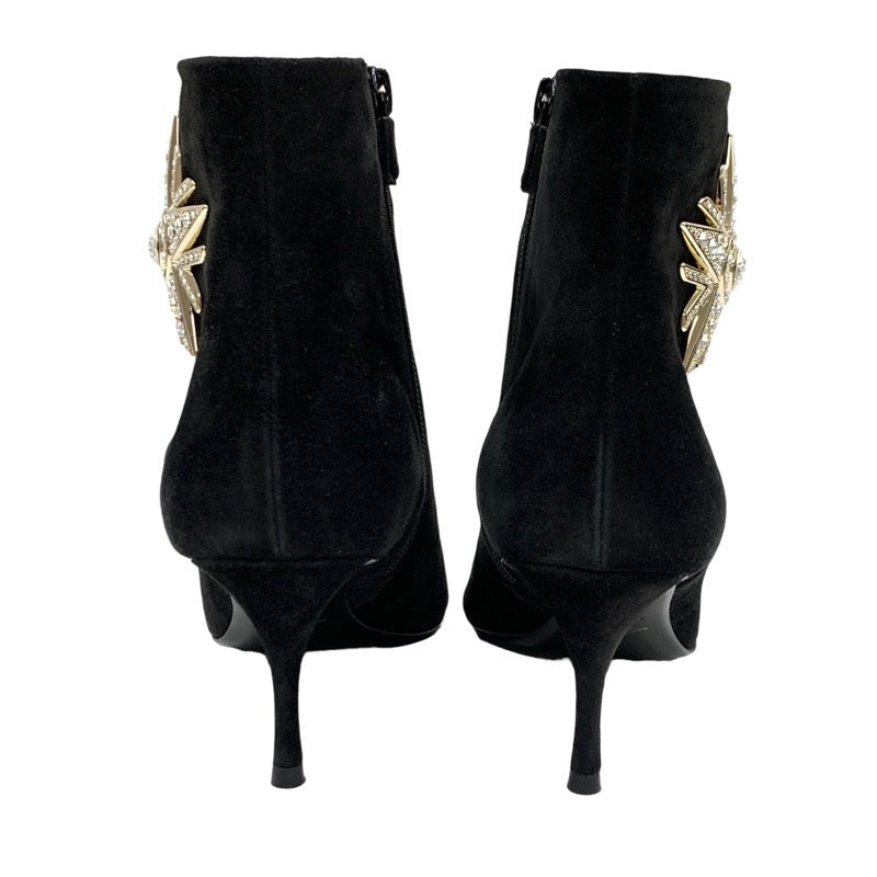 Roger Vivier SIN STAR STRASS BOOTIE Boots, Short Boots, Shoes, Suede, Black, Black, Gold, Bijoux