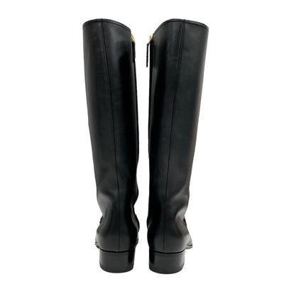 Gucci boots, long boots, shoes, leather, black, black, gold, tassel, sherry line