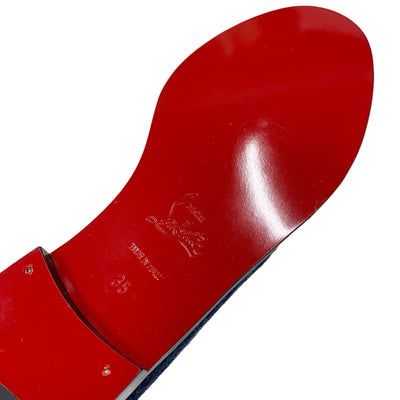 クリスチャンルブタン Christian Louboutin ローファー 革靴 靴 シューズ デニム ブルー ゴールド 未使用 フラットシューズ チェーン