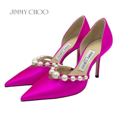 ジミーチュウ JIMMY CHOO Aurelie85 パンプス 靴 シューズ サテン ピンク パール パーティーシューズ