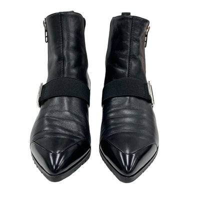 Hermes HERMES Boots, Short Boots, Shoes, Leather, Fabric, Black, Silver, Belt