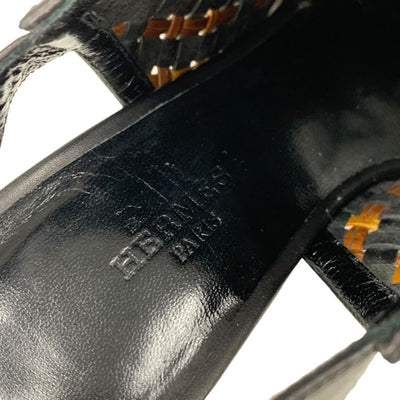 エルメス HERMES サンダル 靴 シューズ レザー ブラック ブラウン ホワイト ウエッジソール